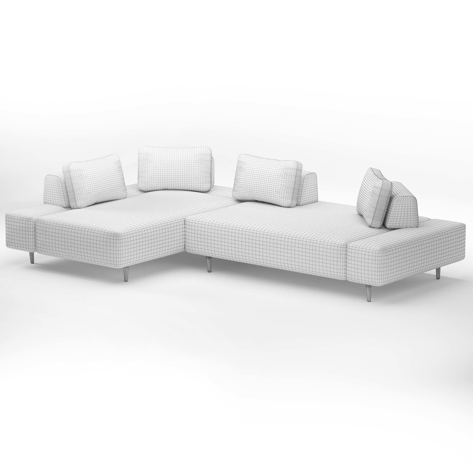 Divan quartz white right sectional sofa 3D model CGTrader
