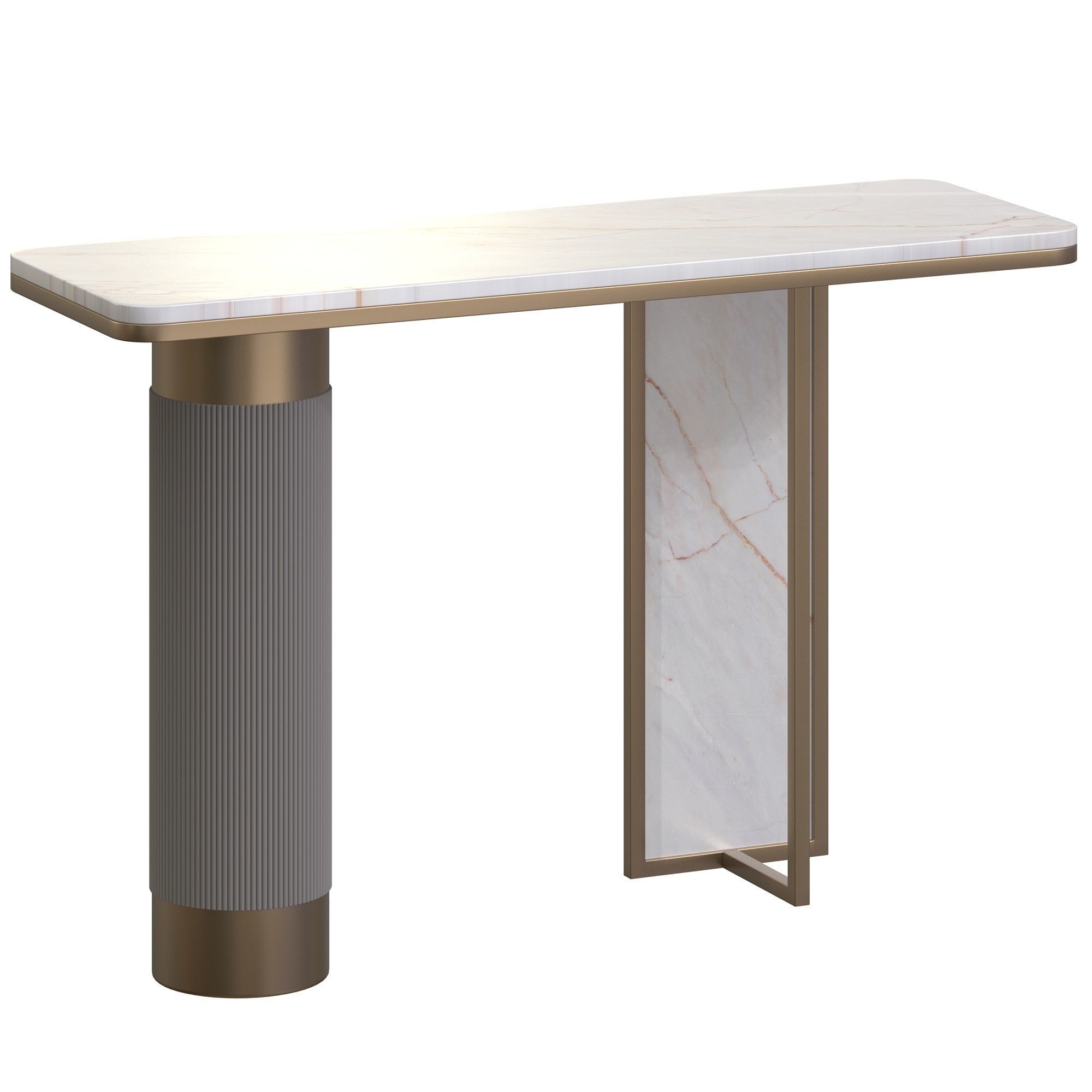 Modern White Gold Entryway Console Table Stone Top 3D model CGTrader