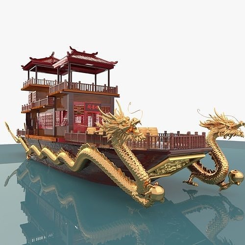 Chinese dragon house boat 3D model CGTrader