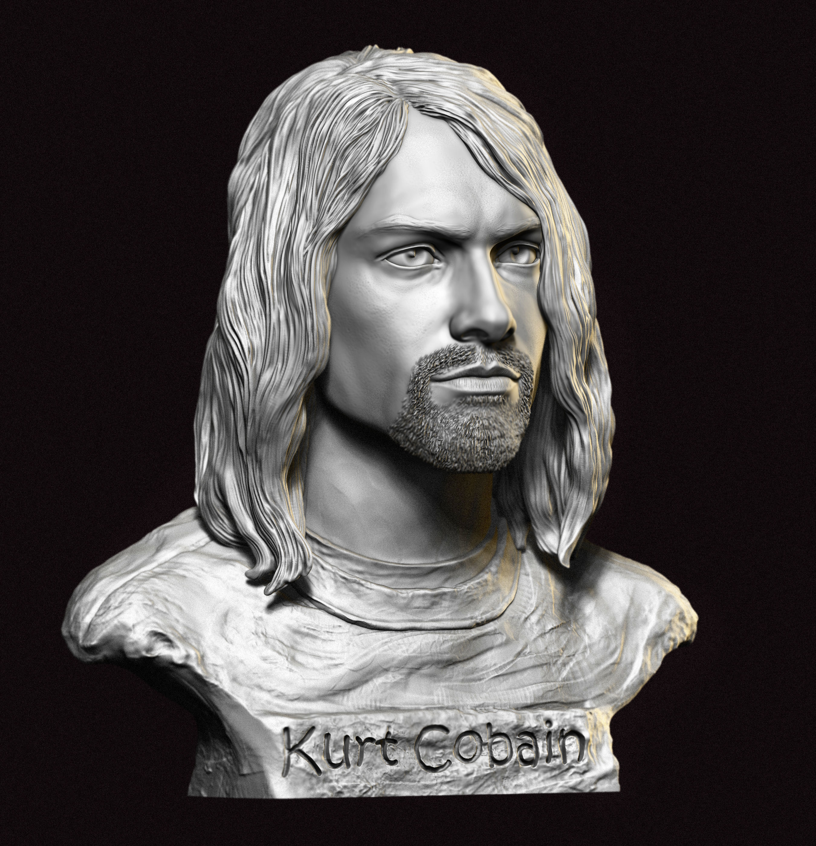 Kurt Cobain portrait 3D model 3D printable | CGTrader