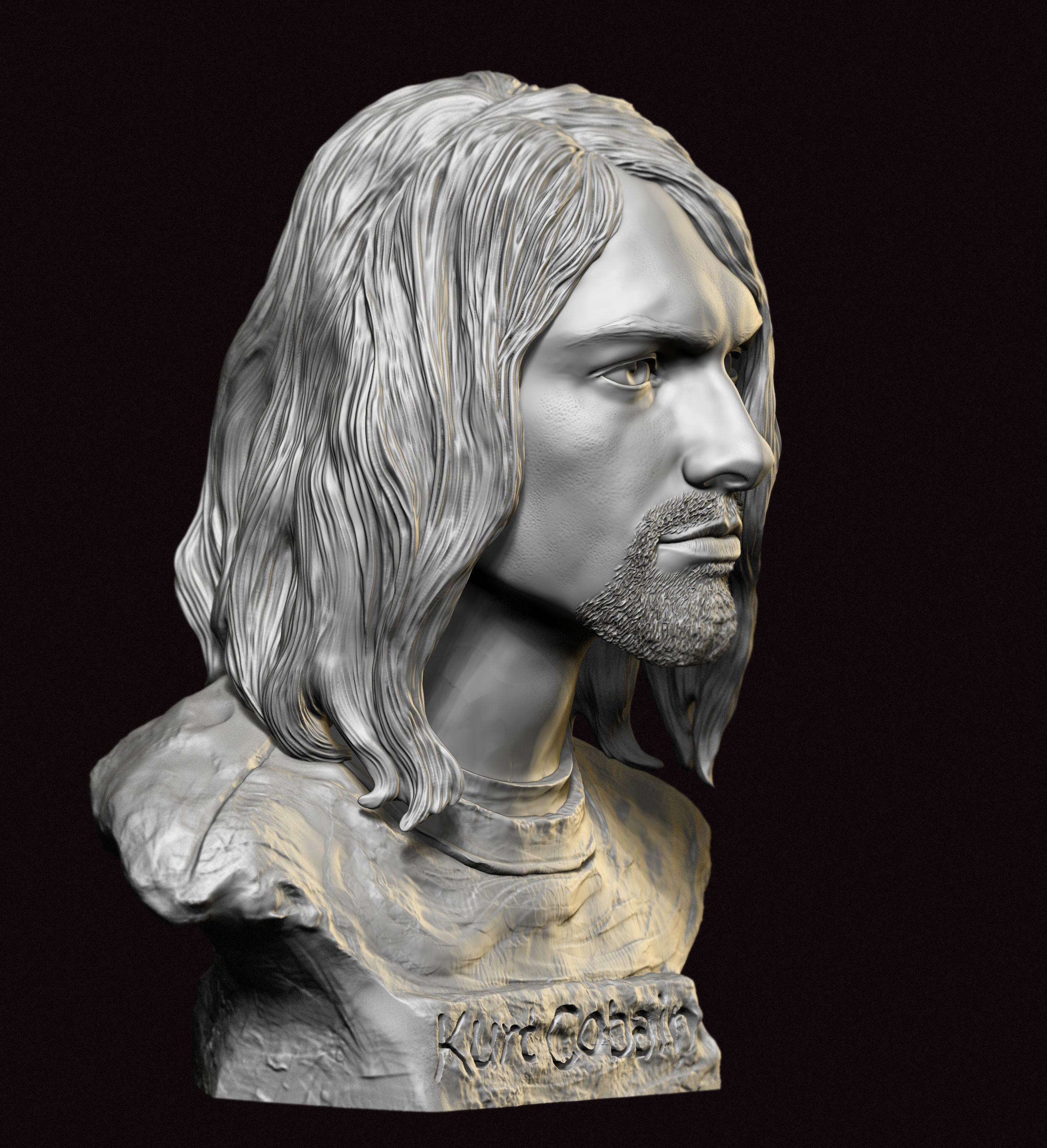 Kurt Cobain portrait 3D model 3D printable | CGTrader