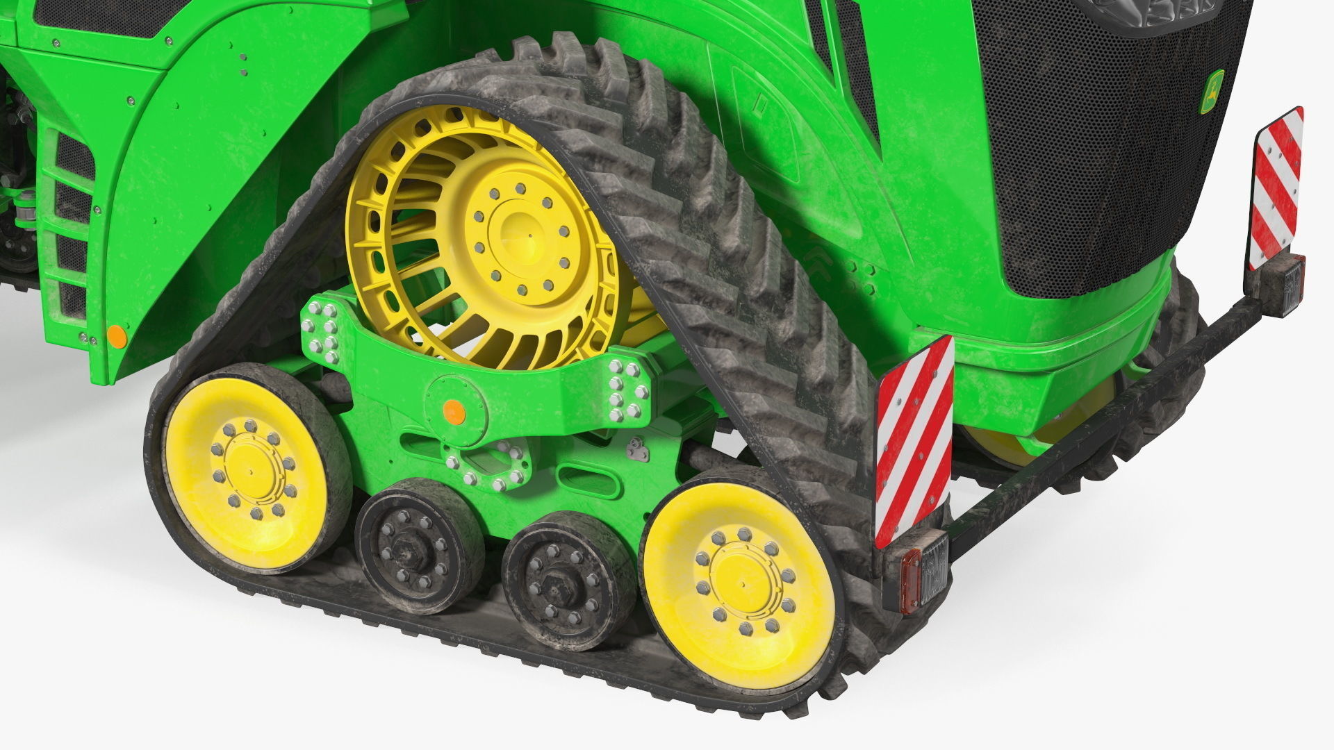John Deere Four Track 9RX Series Tractor Dirty Rigged 3D model rigged ...
