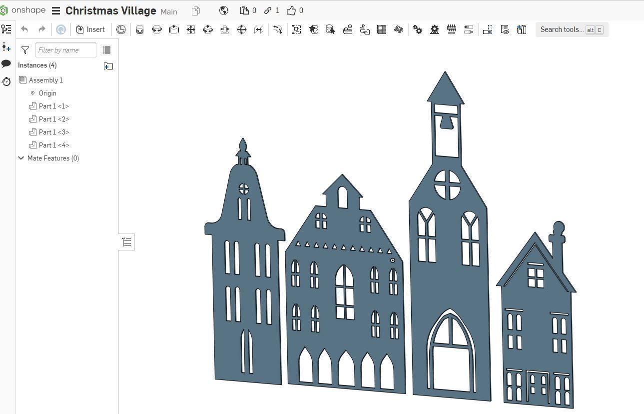 Christmas Village Silhouette 3D model 3D printable | CGTrader