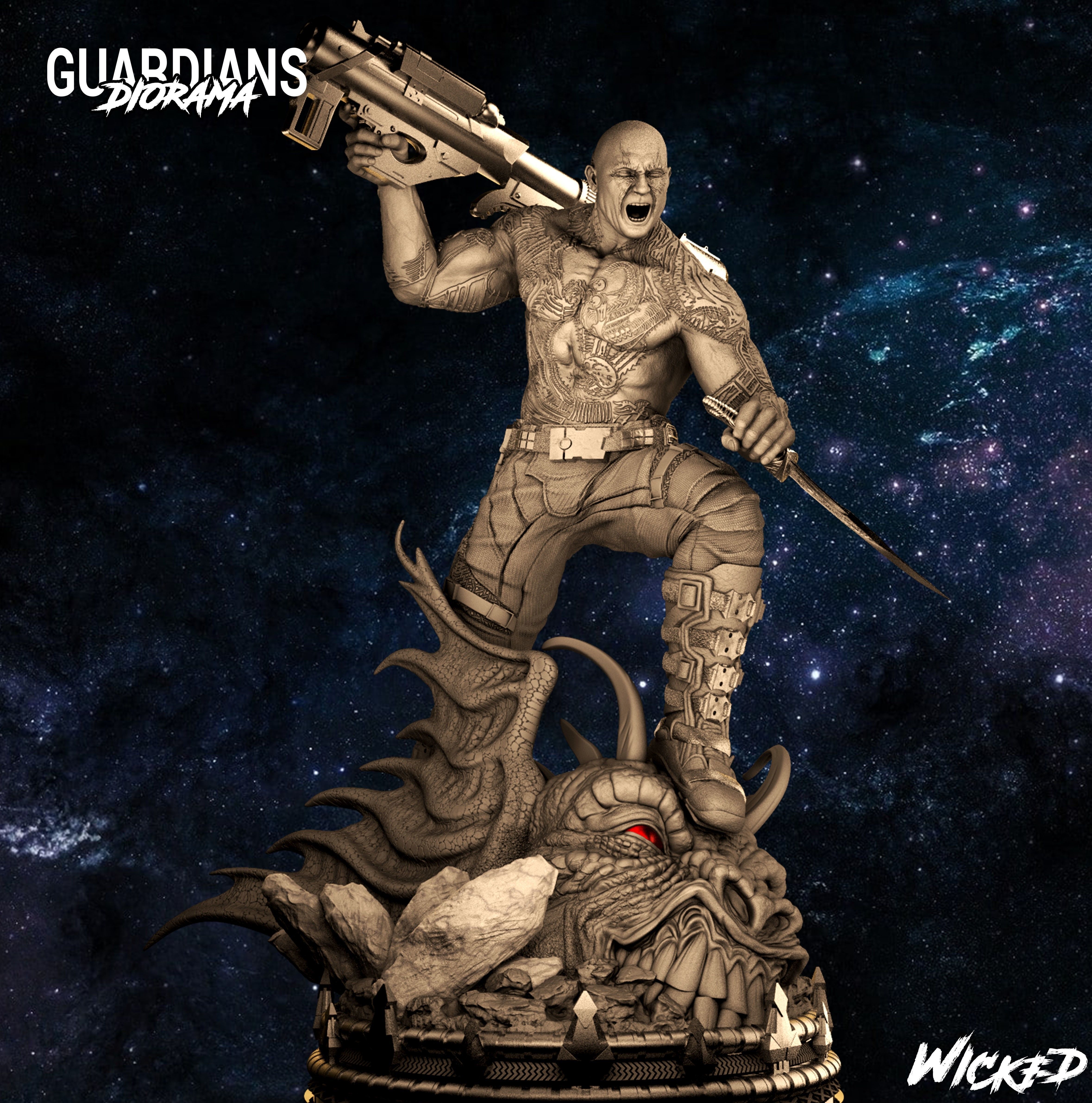 Wicked Marvel Drax Sculpture Tested and ready for 3d printing 3D model ...