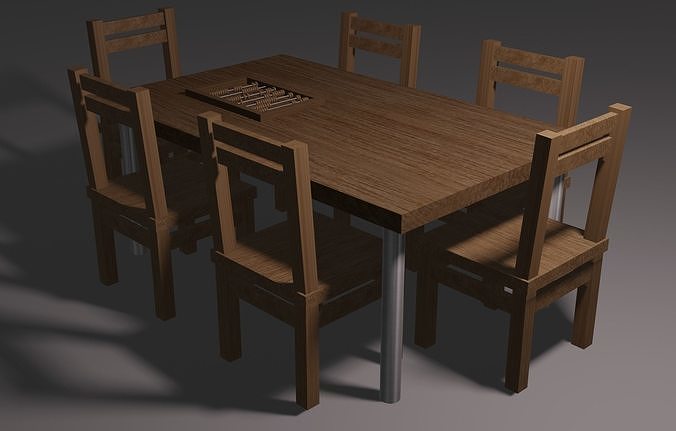 table with chair PBR low-poly game ready Low-poly 3D model