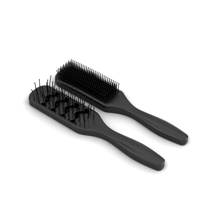 Black Hairbrush Set 3D model