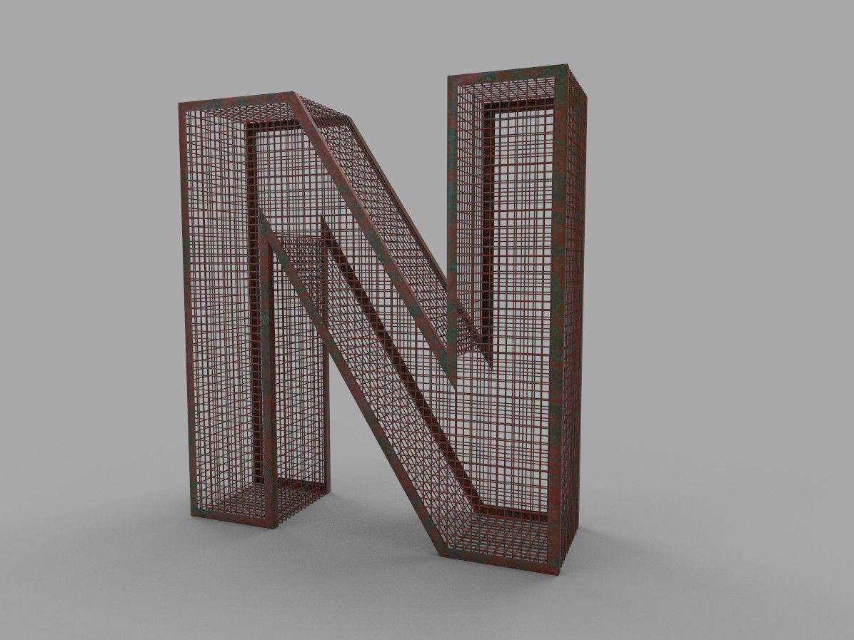 3D model cage alphabet design VR / AR / low-poly | CGTrader