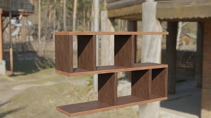 Shelf for books pack Low-poly 3D model