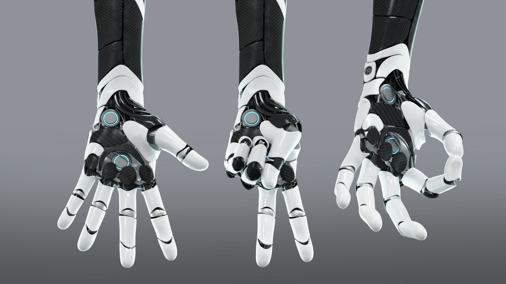 3D model Robotic hand anatomy 04 VR / AR / lowpoly rigged animated