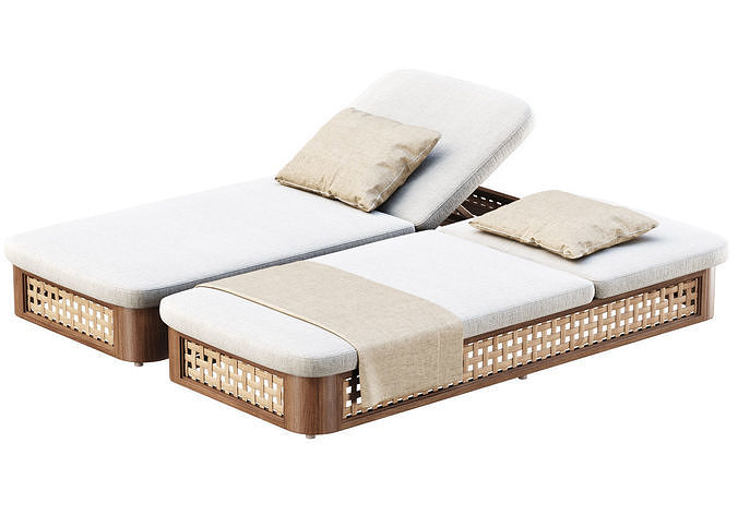 Sofia Rattan Chaise Lounge 3D model