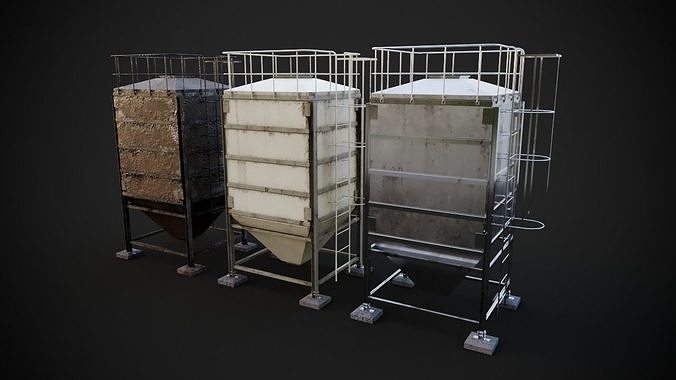 Industrial dry storage Low-poly 3D model