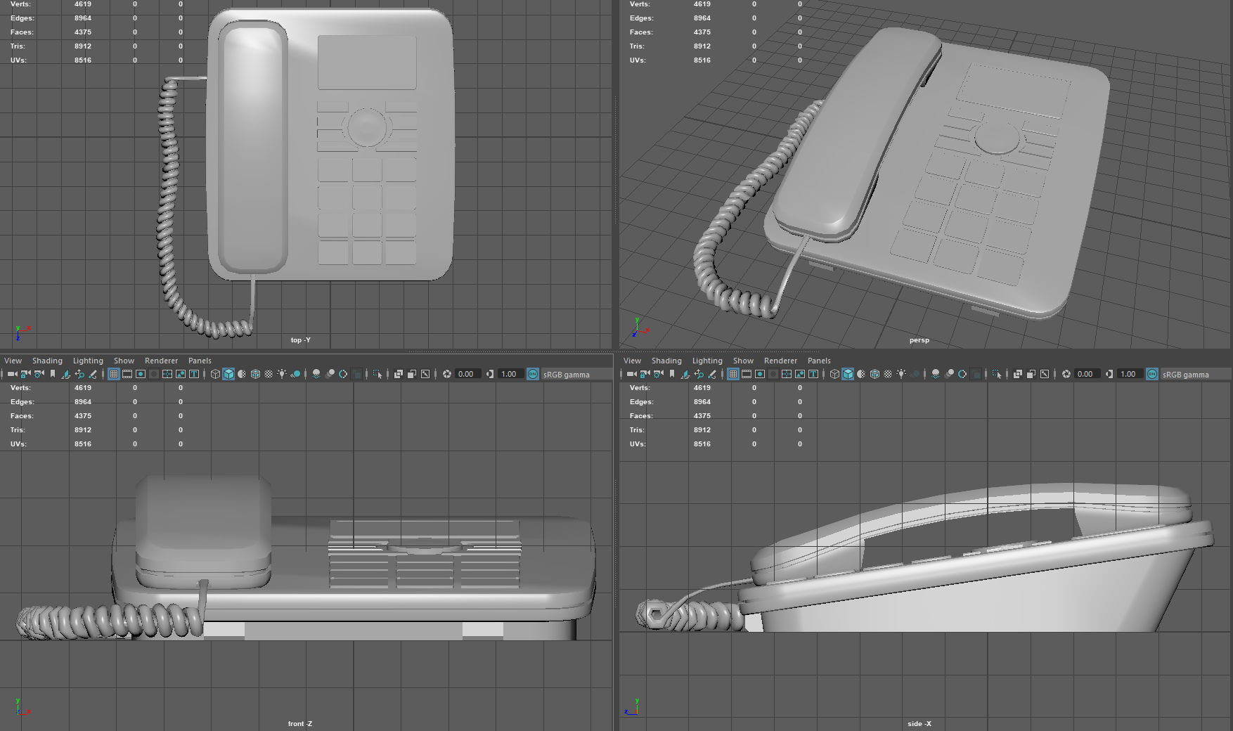 3D model Landline phone with cable VR / AR / lowpoly CGTrader