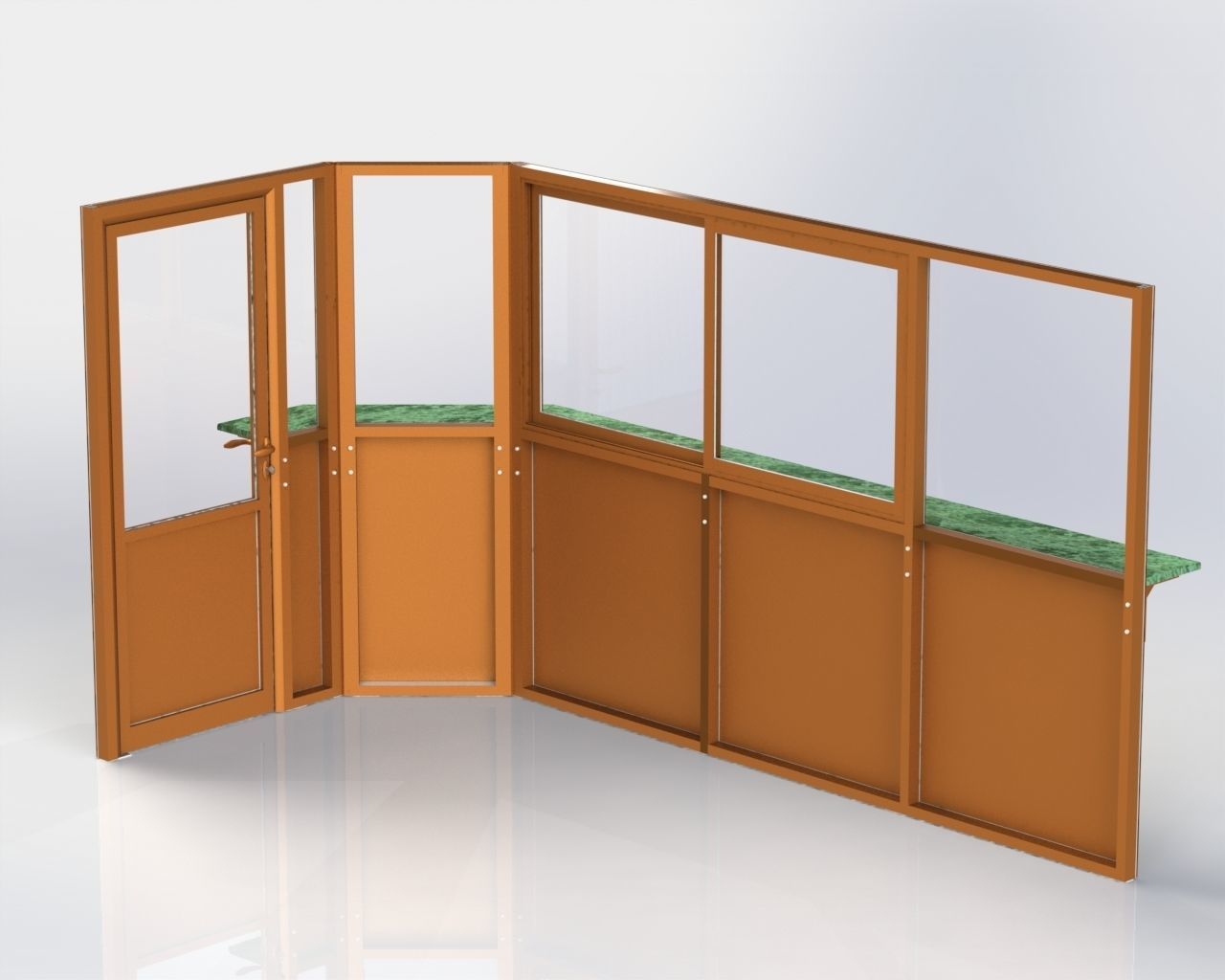 Aluminum office partition with door and window 3D model CGTrader