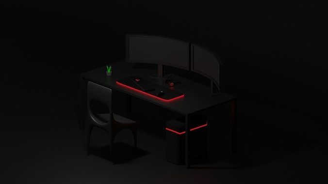 3D model Gaming Setup PC VR / AR / low-poly | CGTrader