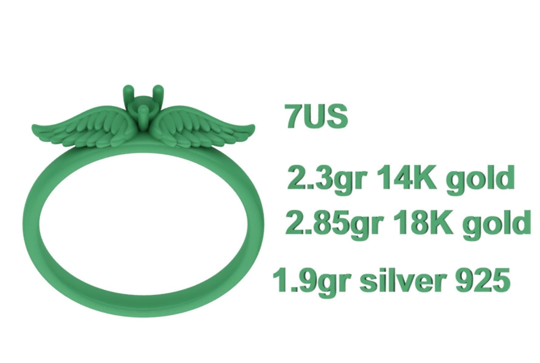 Wings Ring Stackable Diamond Wings Ring 3dmodel 3D model 3D printable