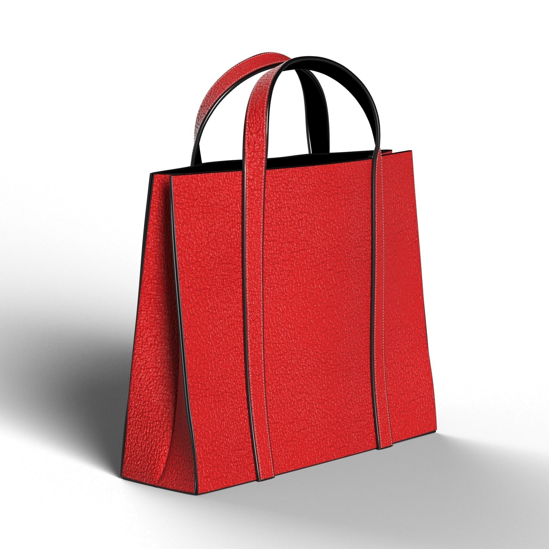 Red tote bag 3D model CGTrader — free download