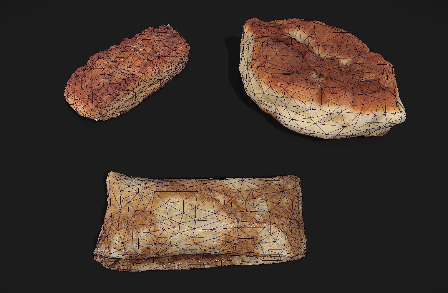 3D model Pancake and pie and cutlet 3 Photoscaned models VR / AR