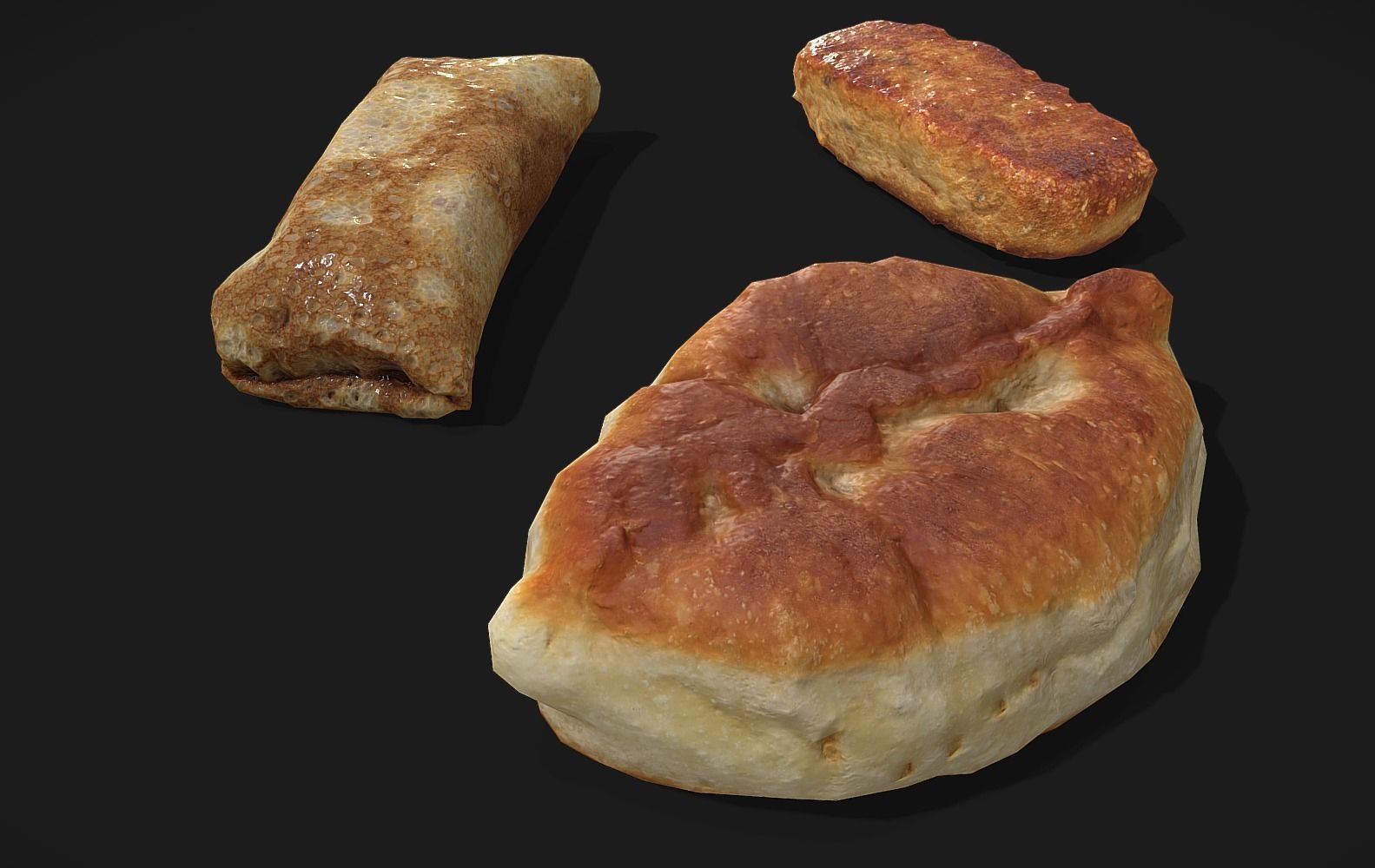 3D model Pancake and pie and cutlet 3 Photoscaned models VR / AR