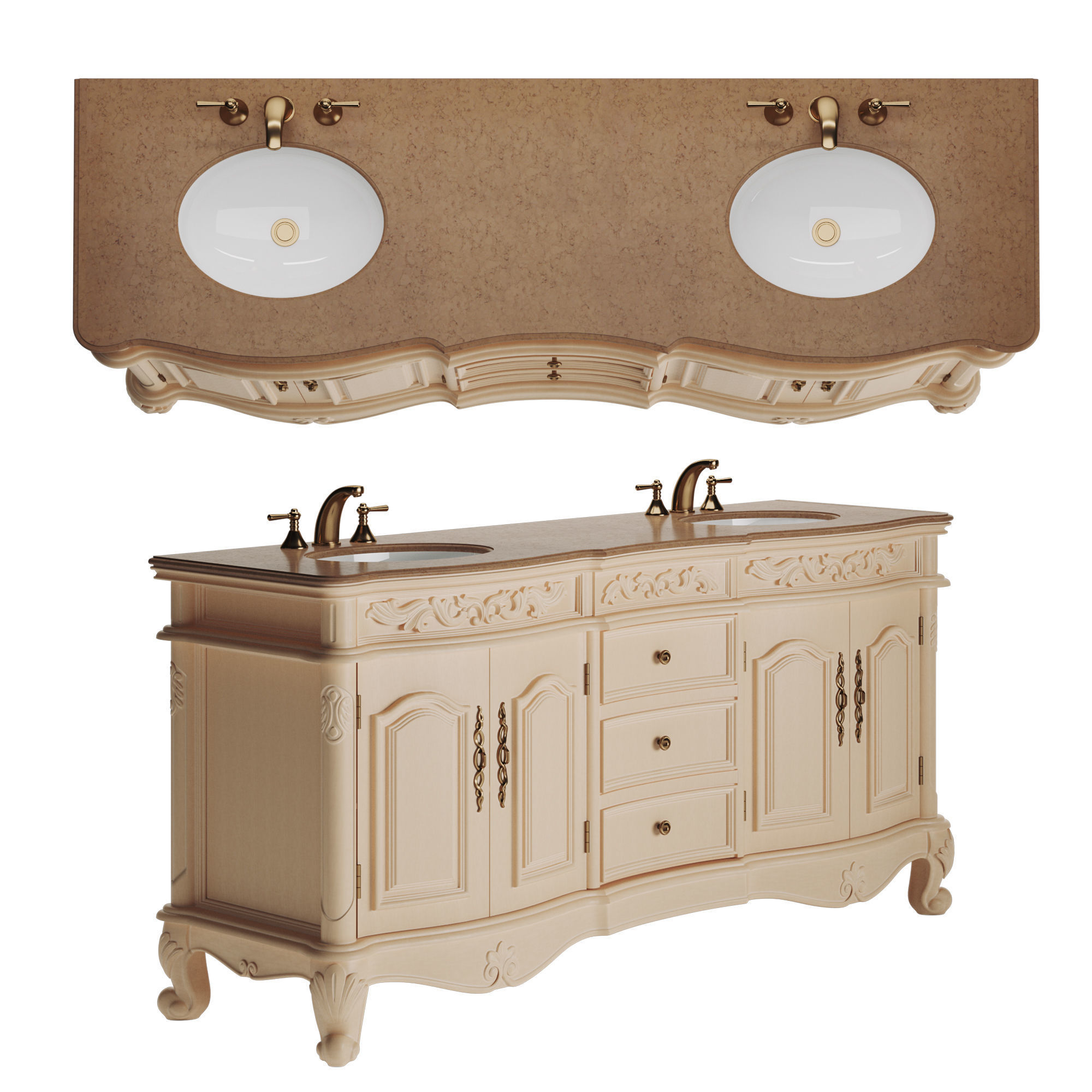 Svetlana 72 Double Sink Bathroom Vanity 3D model CGTrader