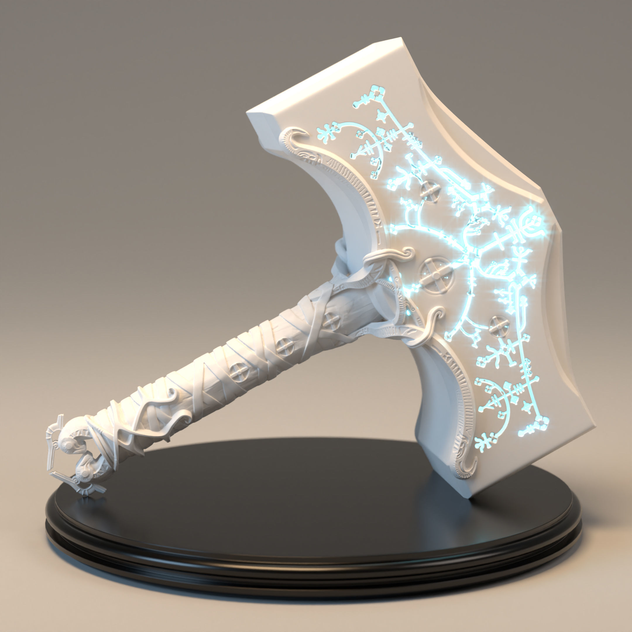 GOD OF WAR THOR HAMMER STL 3MF 3D PRINTING FILE LED COMPATIBLE 3D model