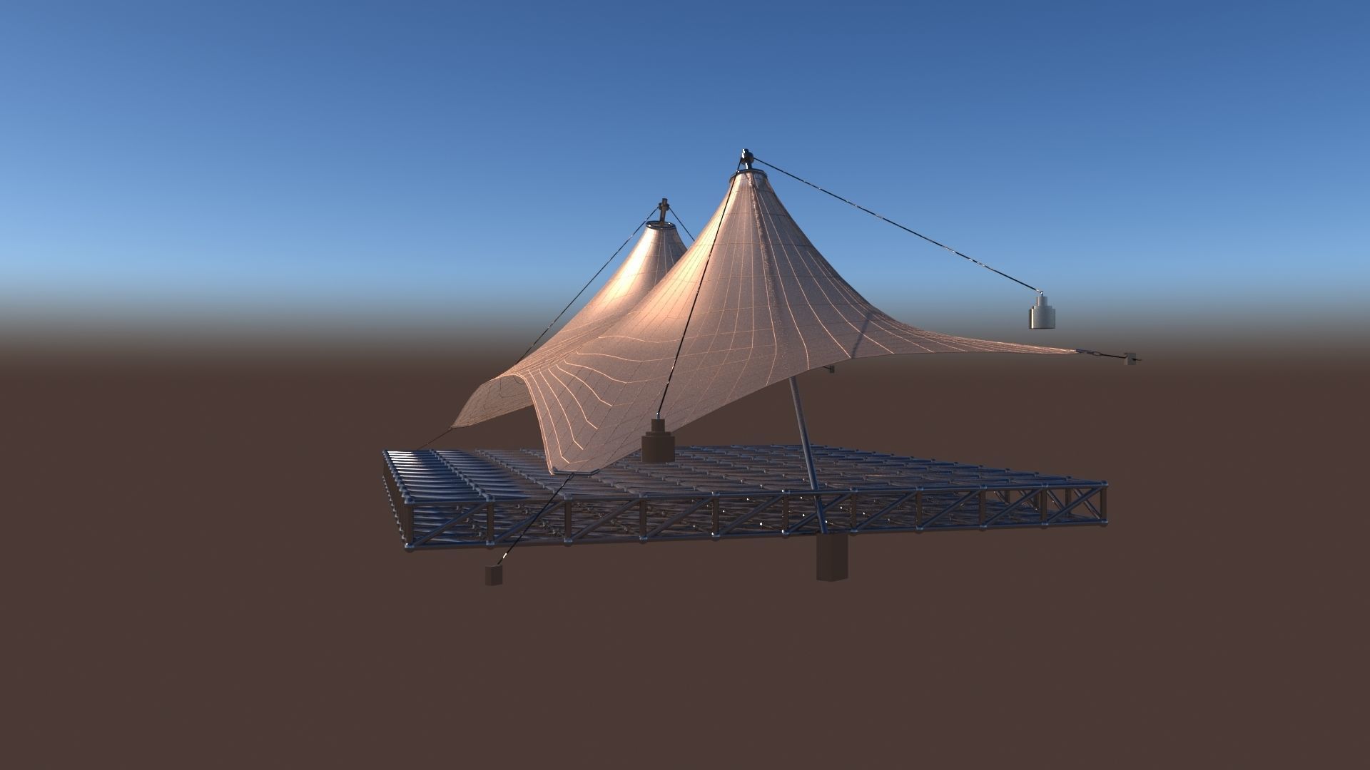 Tensile Fabric Canopy Shading Structure 3dmodel 3D Model CGTrader
