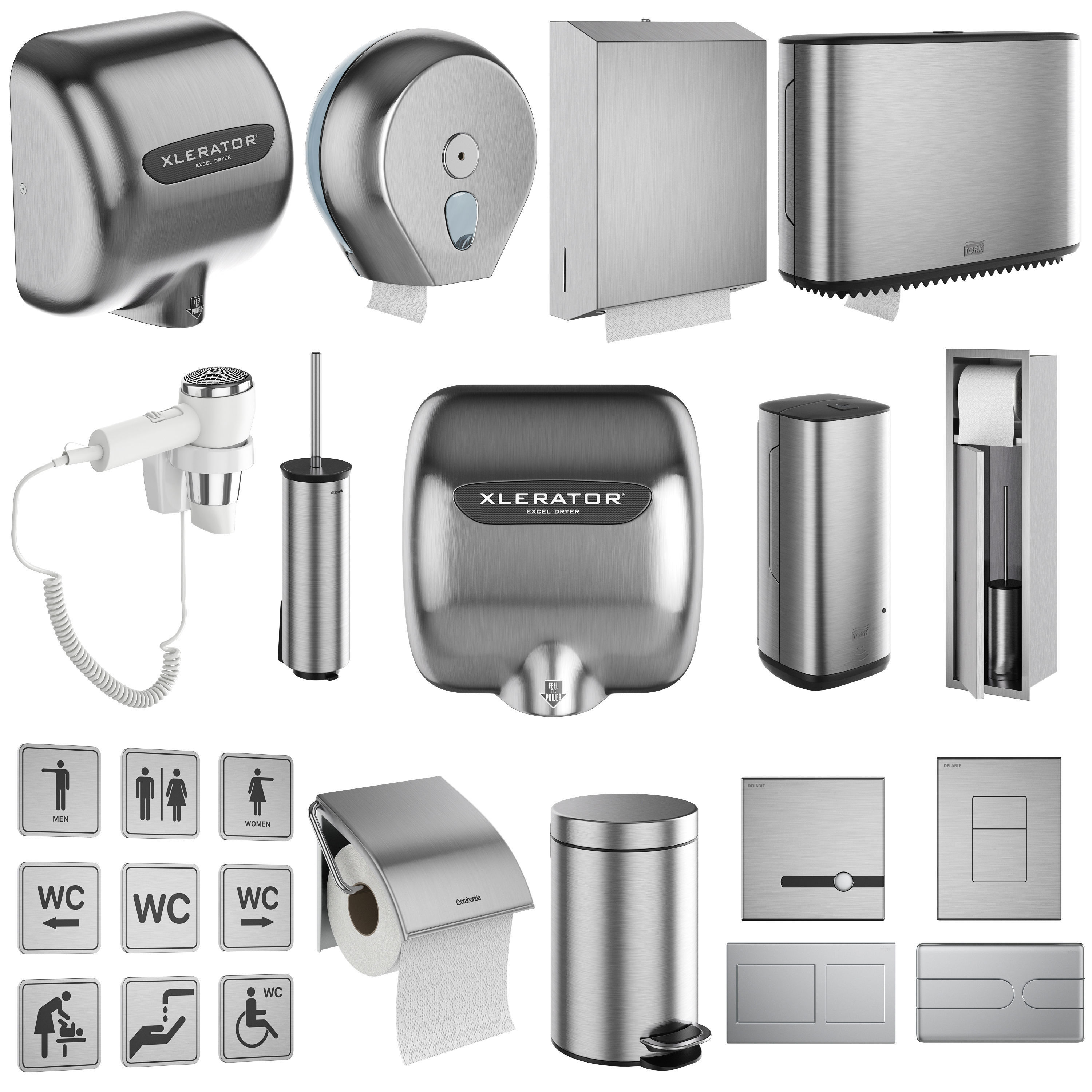 Public toilet accessories set 151 3D model CGTrader