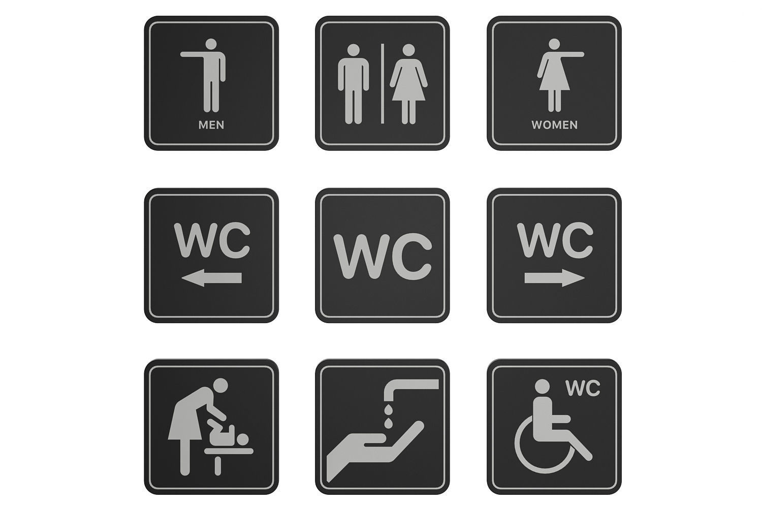 Public toilet accessories black set 152 3D model CGTrader