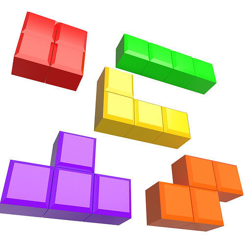 Tetris Bricks Set 02 Low-poly 3D model