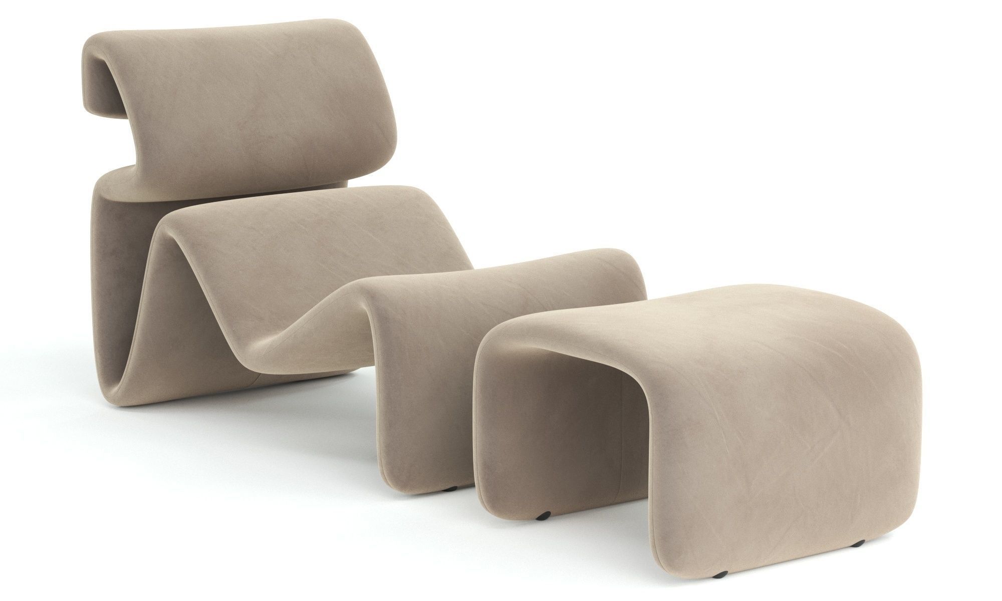 Artilleriet Etcetera Fabric lounge chair and footstool 3D model CGTrader