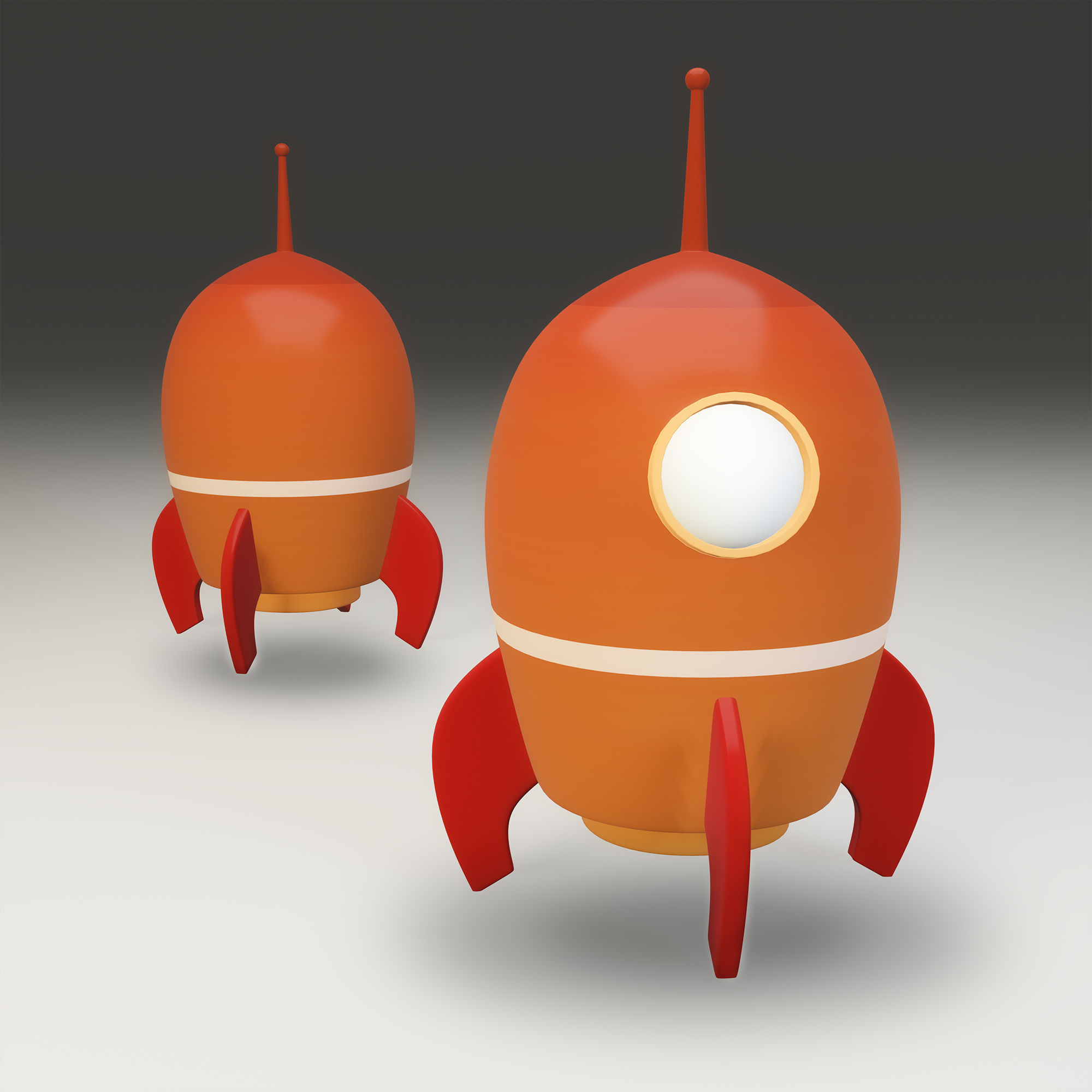 Low poly Rocket 3d model two orange toy rockets 3D model | CGTrader