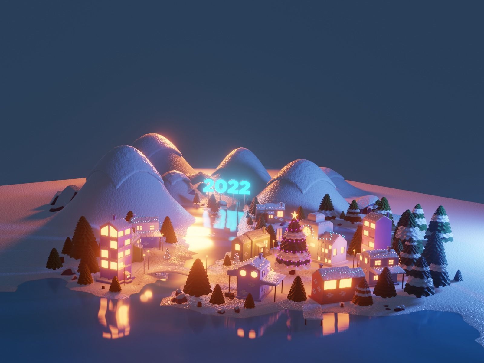 3D model Winter Town 3D model VR / AR / low-poly | CGTrader