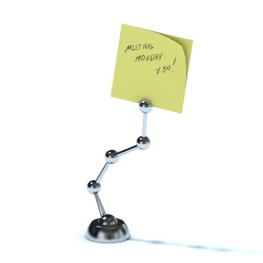 Chrome Paperweight With Yellow Post It 3D model