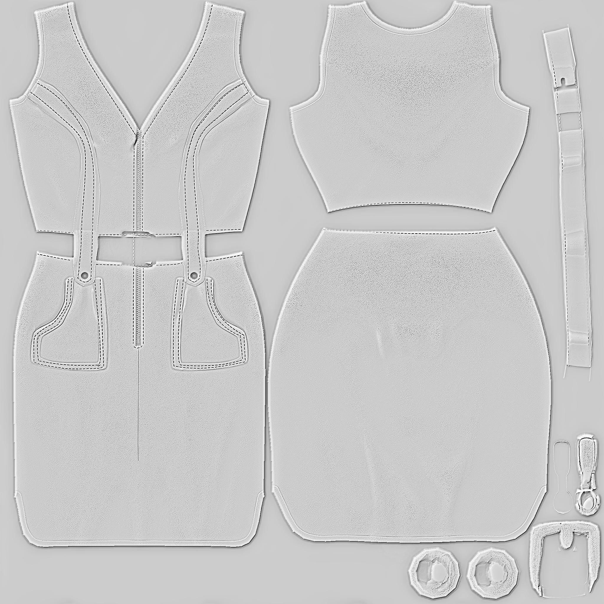 3D model Leather Pockets Dress VR / AR / lowpoly CGTrader