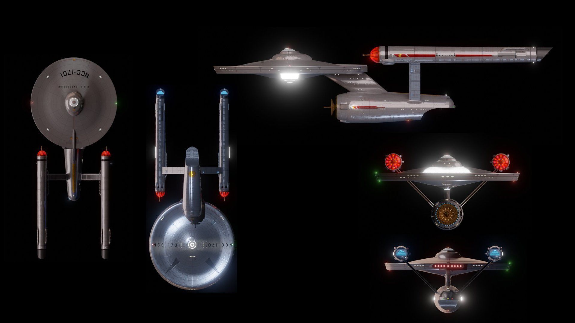 3D model Classic Star Ship Enterprise Enhanced - Star Trek TOS VR / AR ...