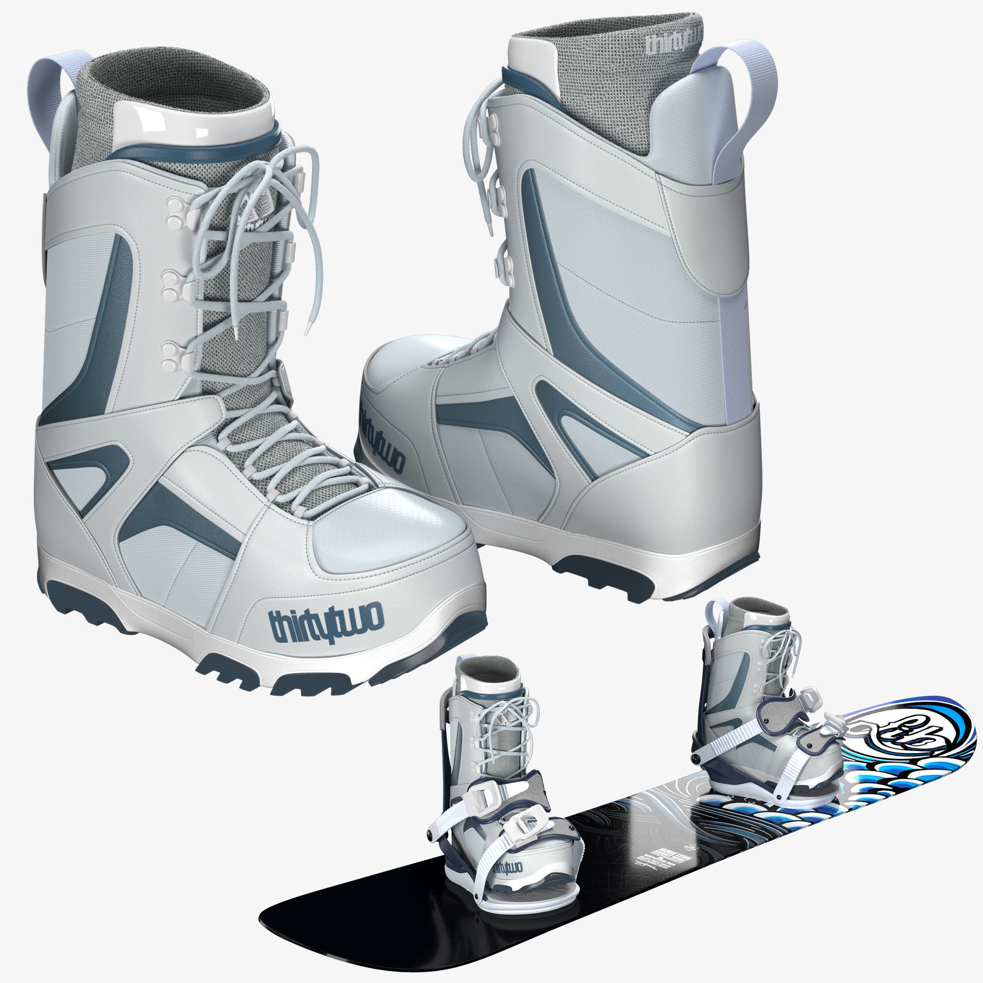 Snowboard Boots Bindings 3D model CGTrader
