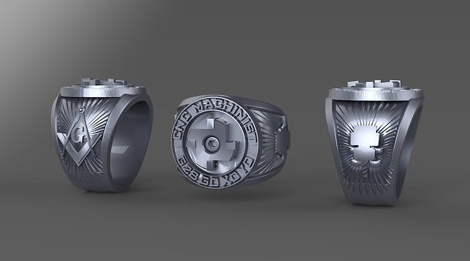 CNC Machinist Masonic Ring 3D model 3D printable | CGTrader