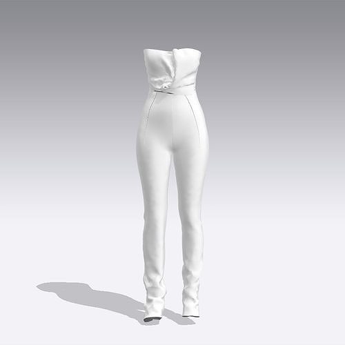 JUMPSUIT WHITE LOOK FASHION STYLE 3D model