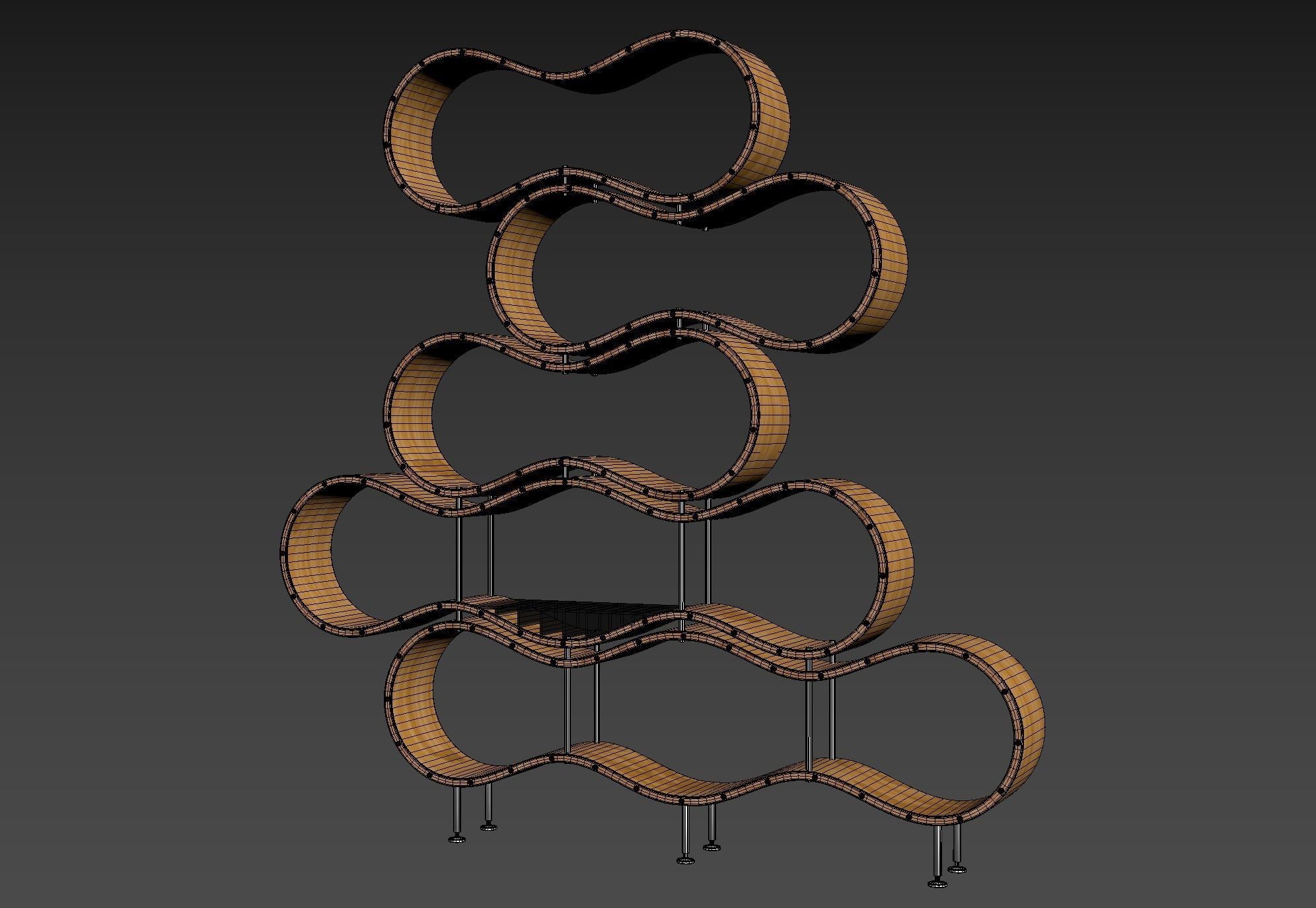 Wavy bookshelf 3D model CGTrader