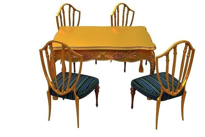 classical Dining set Low-poly 3D model