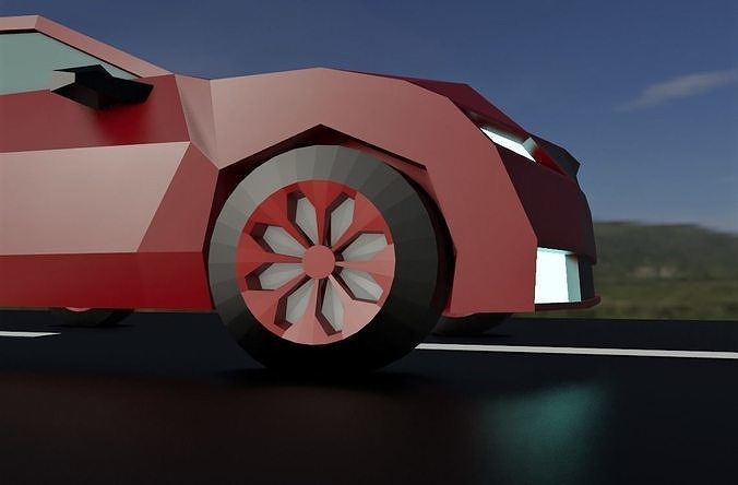 Low Poly Car And Road free VR / AR / low-poly 3D model | CGTrader