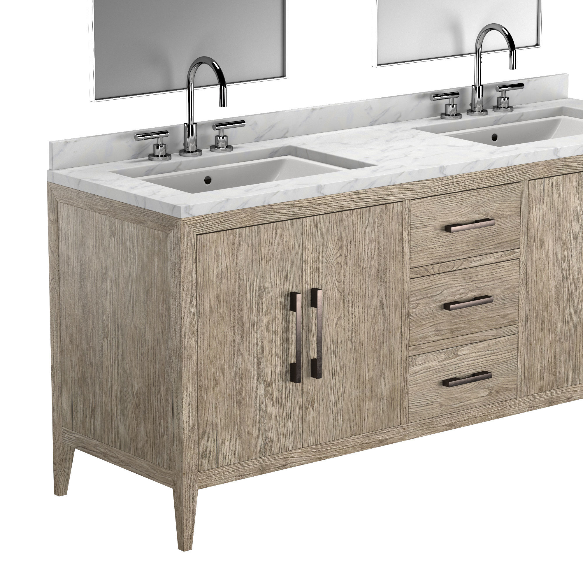 FRENCH CONTEMPORARY DOUBLE VANITY gray 3D model CGTrader