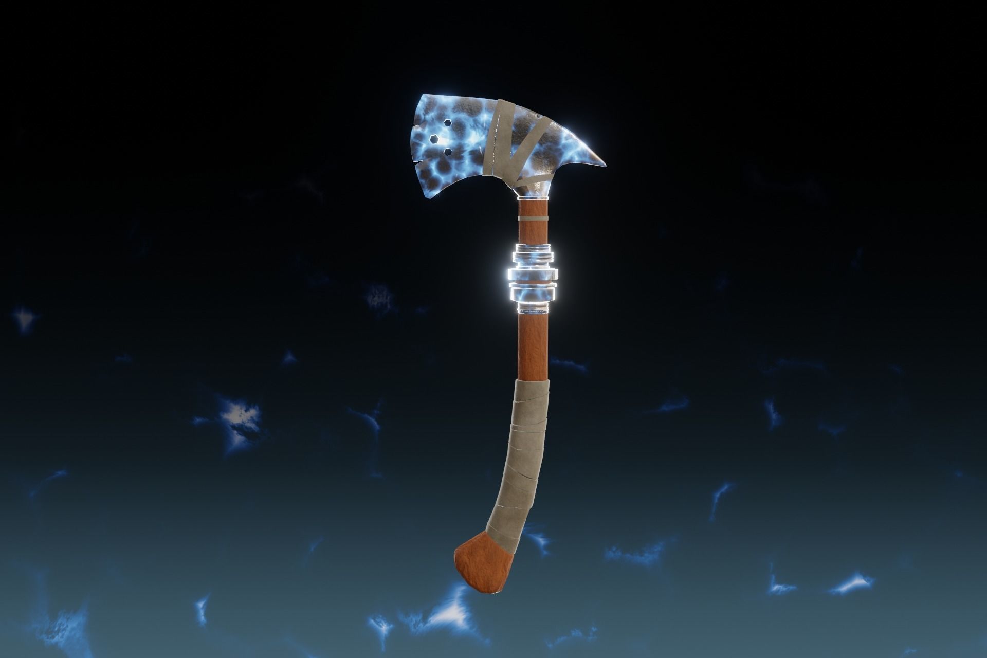 3D model Lightning Axe Elemental Axe Model 01 VR / AR / lowpoly