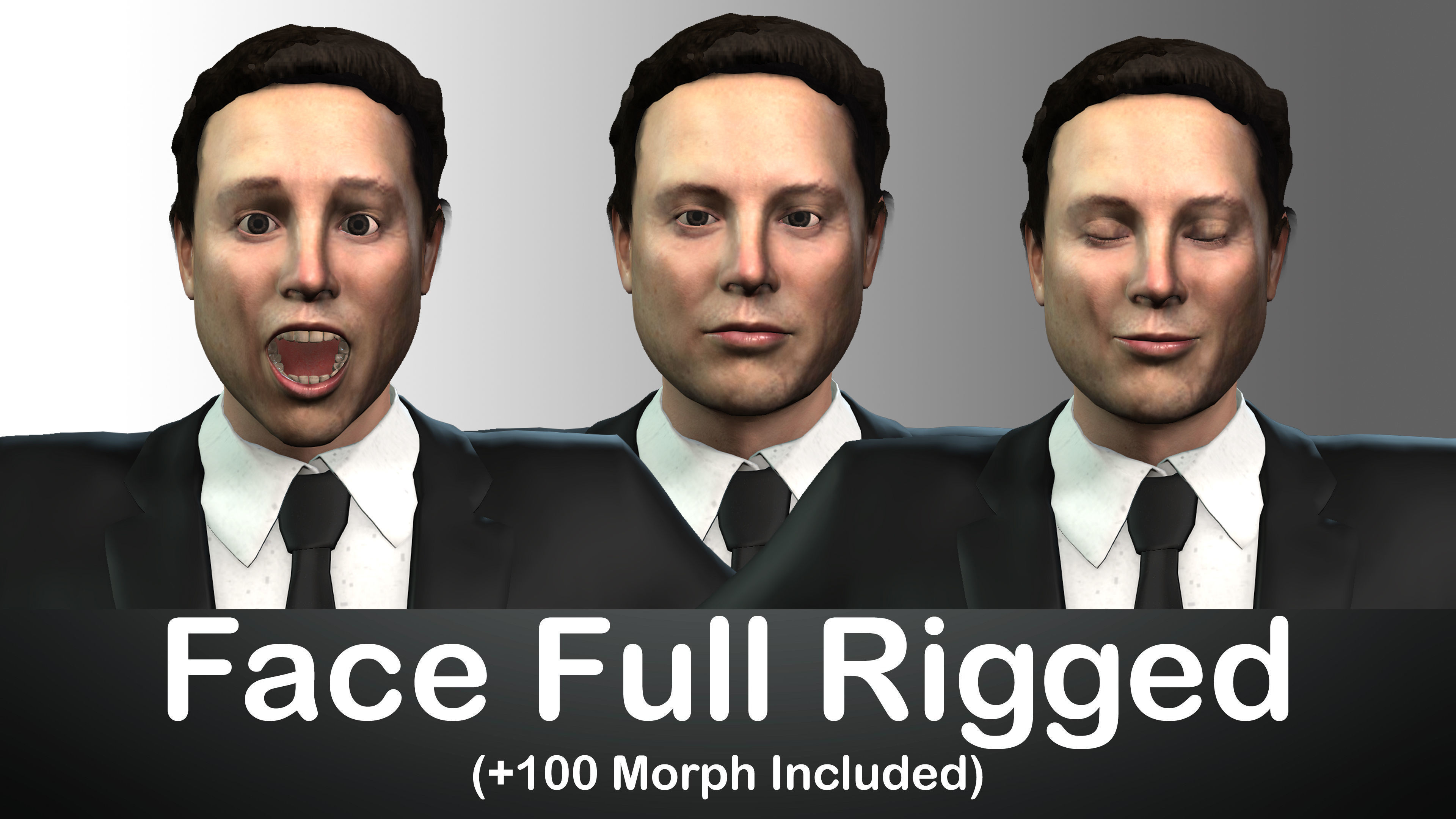 ELON MUSK Full Rigged with Face rig 100 Morph 3D model 3D model rigged ...