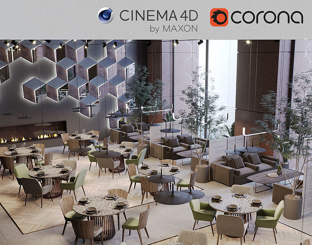 Corona - C4D Scene files - Luxury Restaurant Interior 3D model | CGTrader