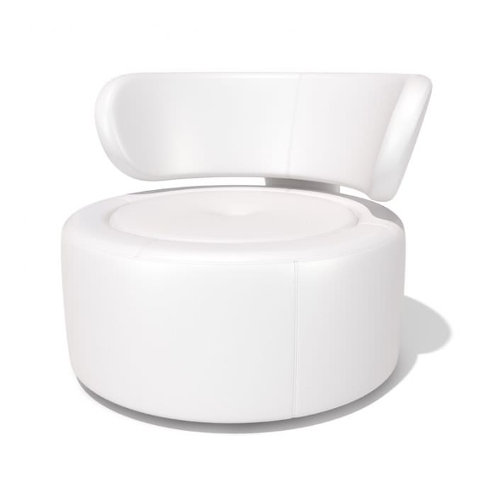 White Rounded Back Seat Chair 3D model