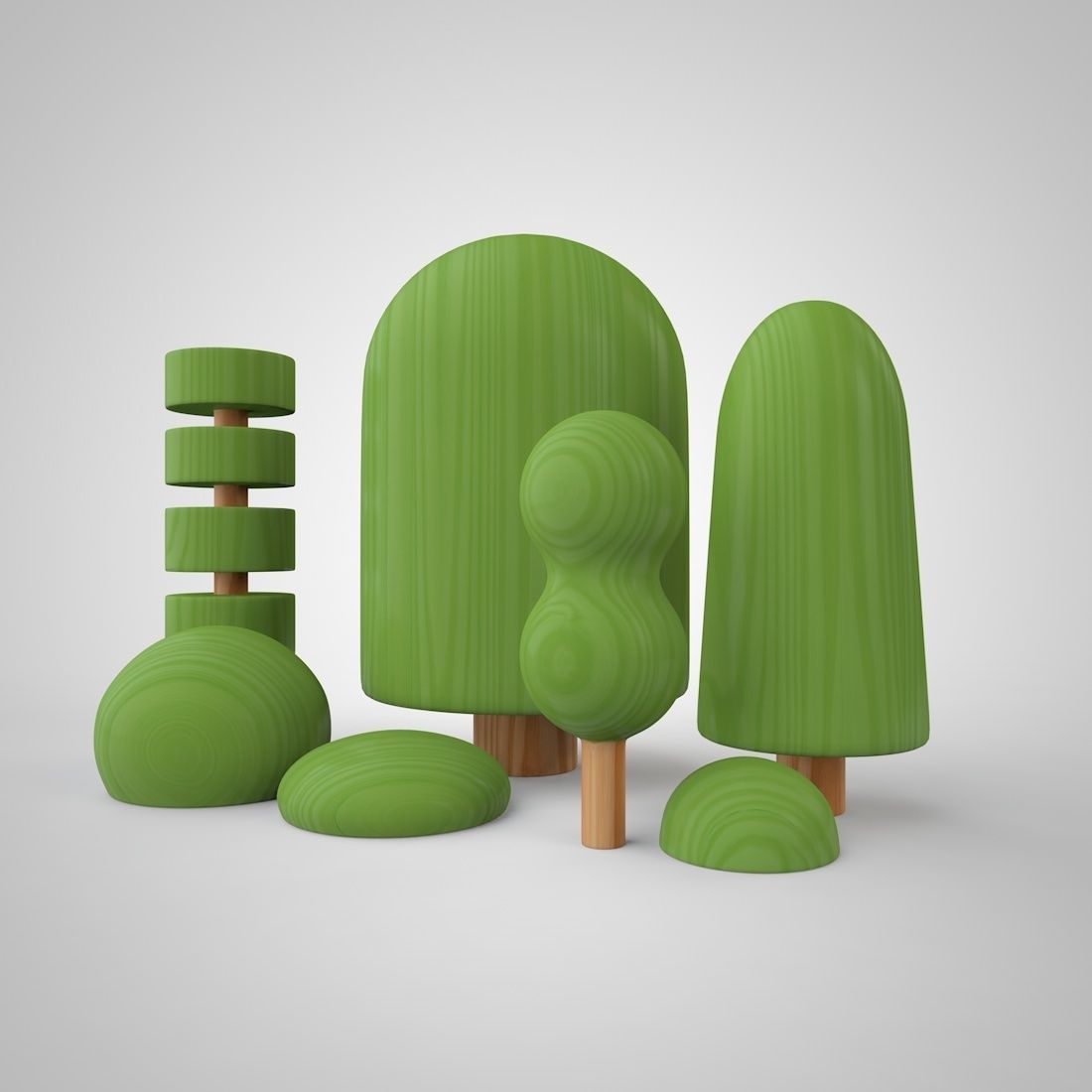Woods set of wooden sculptures 3D model 3D printable | CGTrader