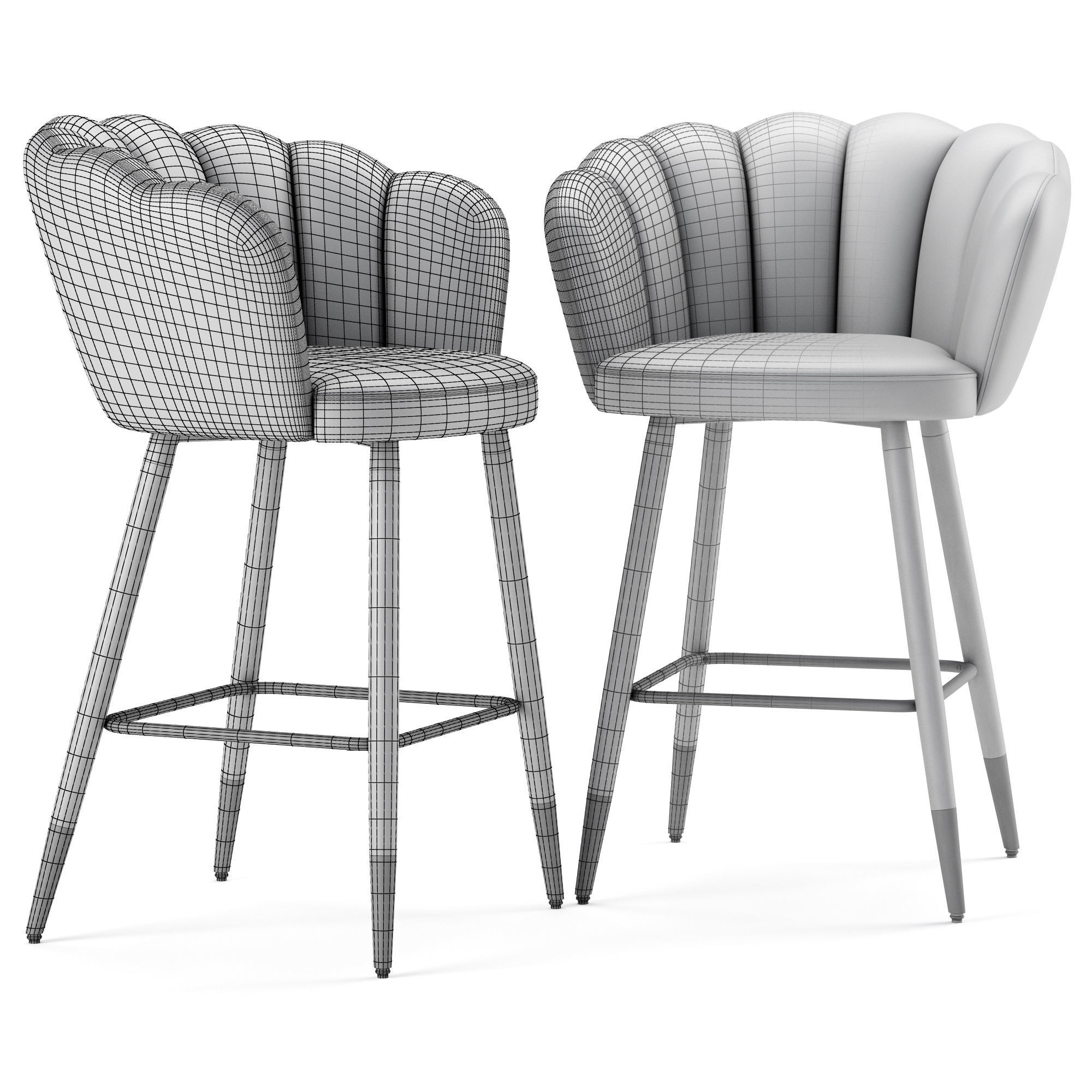 Vivian Velvet Bar Stool 3D model CGTrader