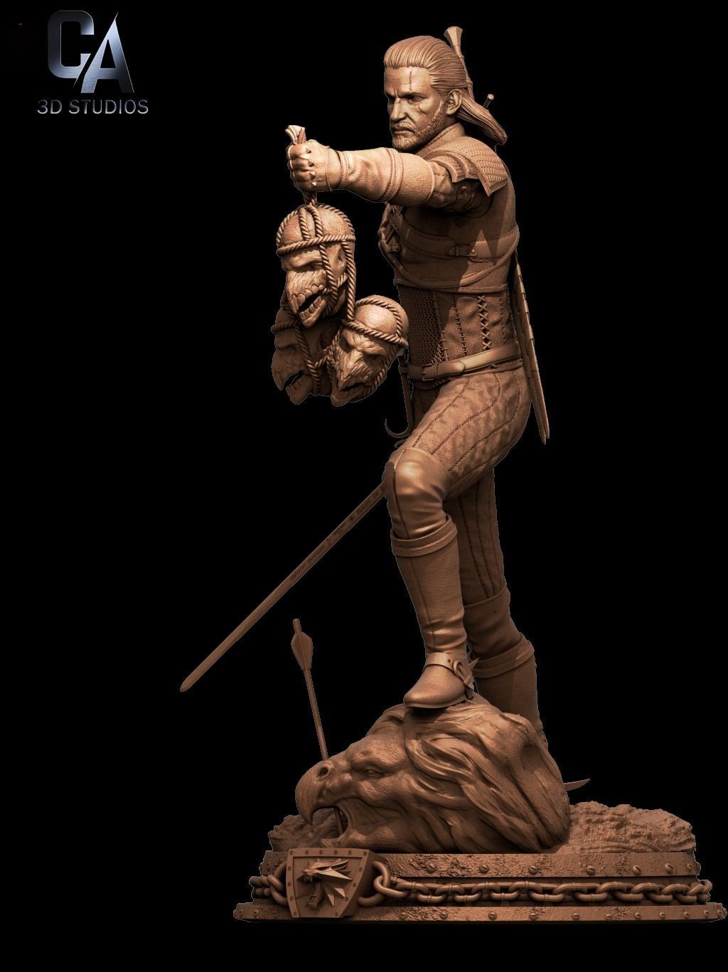 Geralt 3D Print witcher statue 3D model 3D printable | CGTrader