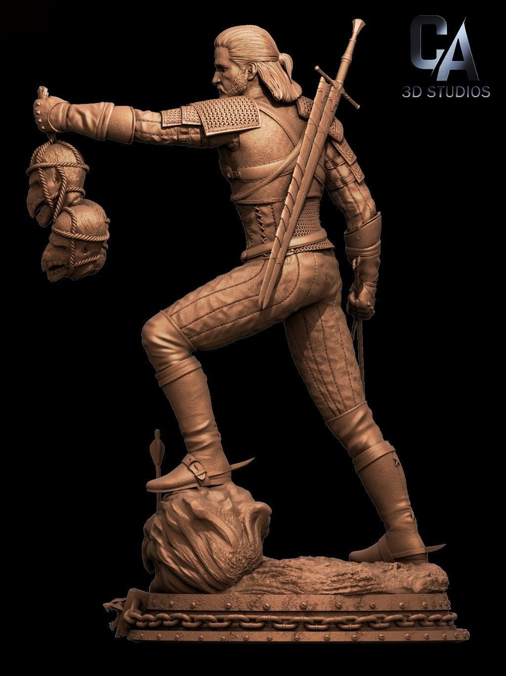 Geralt 3D Print witcher statue 3D model 3D printable | CGTrader