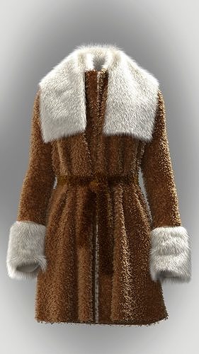 Ladies shearling coat Low-poly 3D model